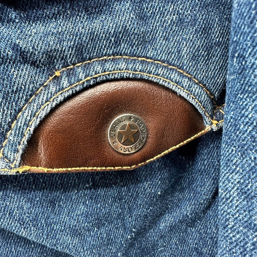 Vintage Faded Glory Denim Chore‎ Coat Men's Large Thermal Lined Leather Collar - Picture 10 of 16